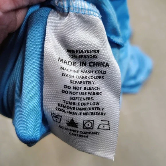 FootJoy Polo Shirt Mens Large Blue Athletic Fit Golf Flag Print Performance - Picture 5 of 8